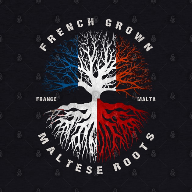 French Grown Maltese Roots Malta Flag by heart teeshirt